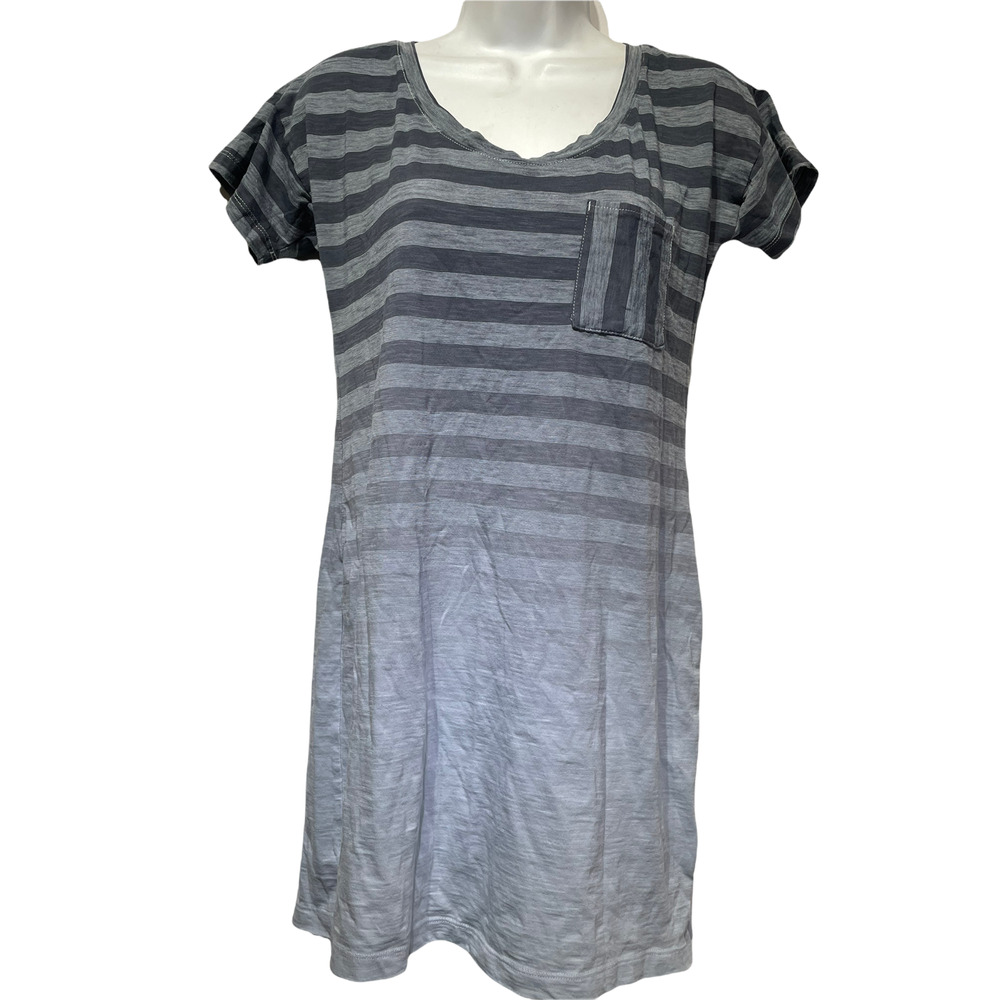 Columbia women’s size XS Gray stripe ombre tunic short sleeve sheer shirt dress